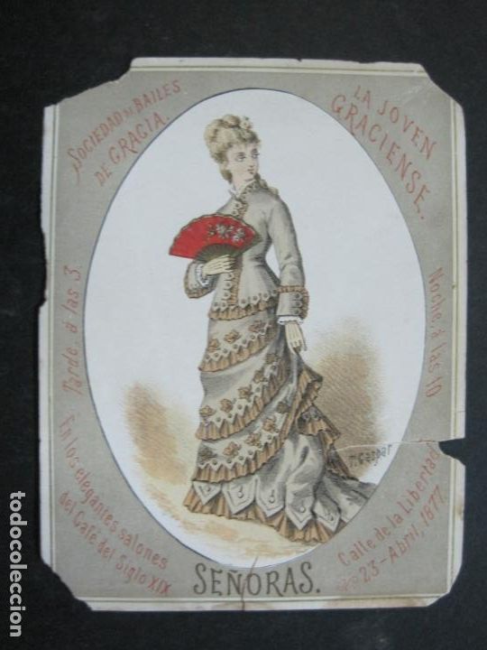 Otros art&iacute;culos de coleccionismo en papel: SOCIEDAD BAILES DE GRACIA-JOVEN GRACIENSE-INVITACION-BAILE-A&Ntilde;O 1877-TEATRO ROMEA-VER FOTOS-(76.888)