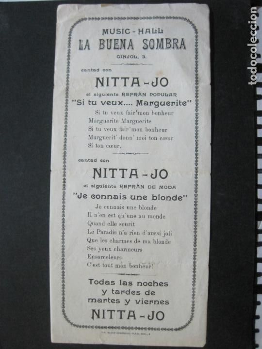 Otros art&iacute;culos de coleccionismo en papel: MUSIC HALL-LA BUENA SOMBRA-NITTA JO-PROGRAMA ANTIGUO PUBLICIDAD-VER FOTOS-(K-1691)