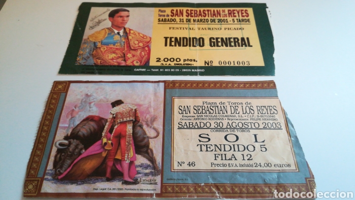 Otros art&iacute;culos de coleccionismo en papel: DOS 2 ENTRADAS TOROS SAN SEBASTI&Aacute;N DE LOS REYES 30 AGOSTO 2003 Y 31 MARZO 2001