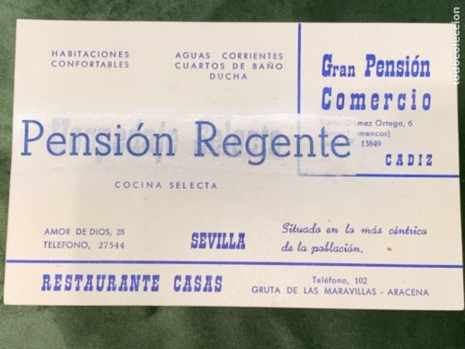 Otros art&iacute;culos de coleccionismo en papel: ANTIGUA TARJETA PUBLICIDAD GRAN PENSI&Oacute;N COMERCIO PENSI&Oacute;N REGENTE SEVILLA