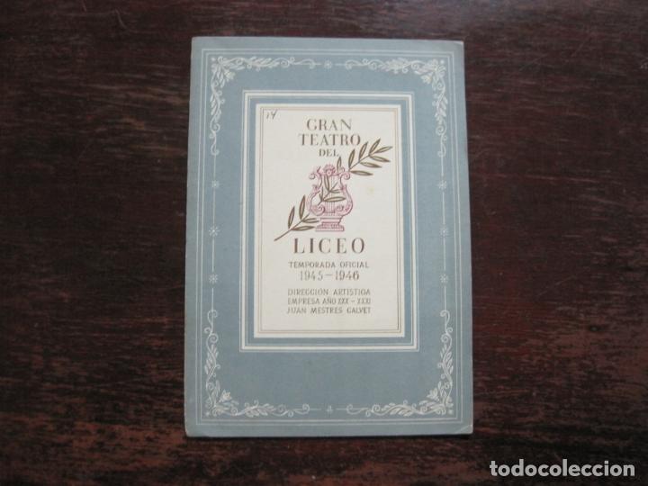 Outros artigos de papel: BARCELONA-GRAN TEATRO DEL LICEO-TEMPORADA OFICIAL 1945 1946-VER FOTOS-(K-1740)