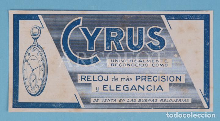Otros Art&iacute;culos de Coleccionismo en Papel: 1921 - Anuncio publicitario de revista MUNDO GR&Aacute;FICO - RELOJ CYRUS
