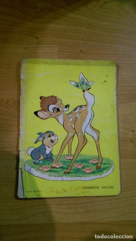 Paper Collecting Others: ANTIGUO CUADERNO ESCOLAR DECORADO BAMBI (PARCIALMENTE ESCRITO)