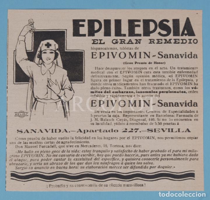 Otros Art&iacute;culos de Coleccionismo en Papel: 1925 - Anuncio publicitario de revista MUNDO GR&Aacute;FICO - EPIVOMIN SANAVIDA - VER FOTOS