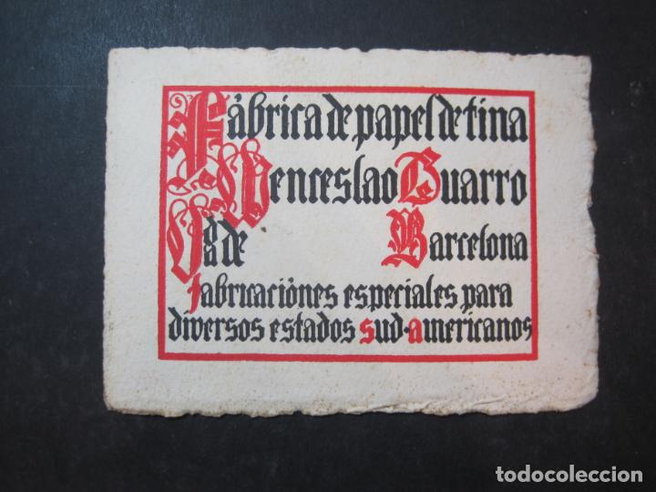 Outros artigos de papel: BARCELONA-FABRICA DE PAPEL DE TINA-WENCESLAO GUARRO-TARJETA PUBLICIDAD-VER FOTOS-(77.432)