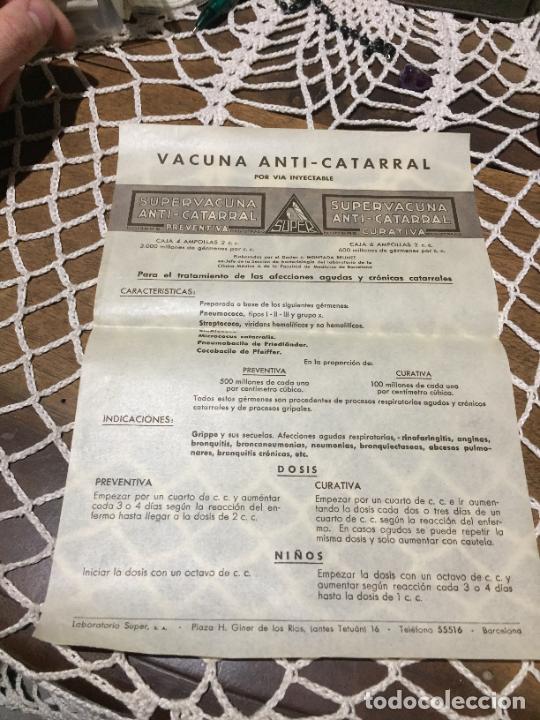 Otros Art&iacute;culos de Coleccionismo en Papel: Antiguo prospecto de farmacia vacuna anti-catarral supervacuna anticatarral preventiva a&ntilde;os 30-40