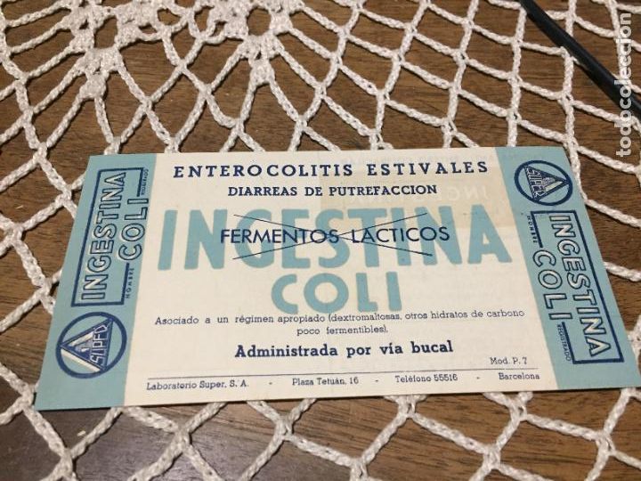 Outros artigos de papel: Antiguo prospecto / folleto de farmacia ingestina coli super entercolitis estivales a&ntilde;os 40