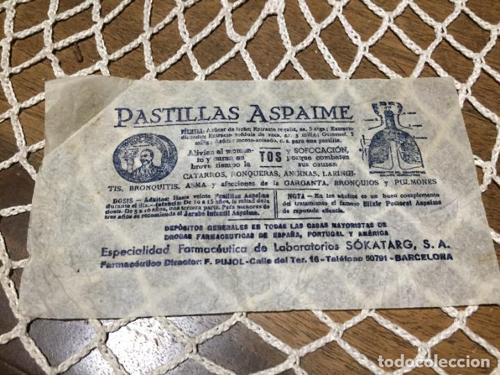 Otros Art&iacute;culos de Coleccionismo en Papel: Antiguo prospecto / folleto de farmacia pastillas Aspaime para la tos a&ntilde;os 40 Barcelona