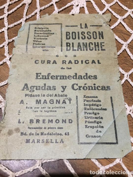 Paper Collecting Others: Antiguo prospecto / folleto de farmacia la Boisson Blanche cura radical para enfermedades a&ntilde;os 1907