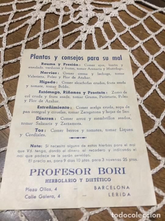 Otros Art&iacute;culos de Coleccionismo en Papel: Antiguo prospecto / folleto de farmacia profesor Bori plantas y consejos para su mal a&ntilde;os 40- 50