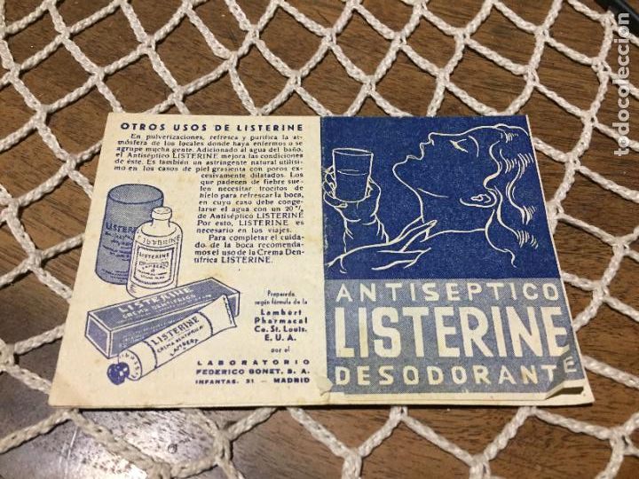 Collectionnisme Papier divers: Antiguo prospecto / folleto de farmacia antiseptico Listerine desodorante a&ntilde;os 30-40