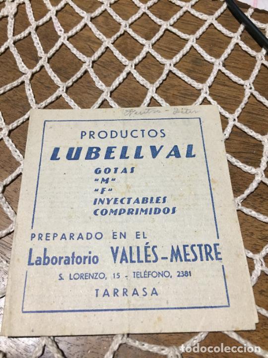 Otros Art&iacute;culos de Coleccionismo en Papel: Antiguo prospecto / folleto de farmacia Lubellval laboratorio Vall&eacute;s - Mestre a&ntilde;os 30-40 Tarrasa