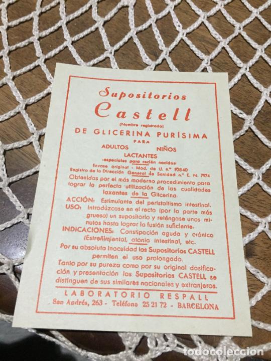 Otros Art&iacute;culos de Coleccionismo en Papel: Antiguo prospecto / folleto de farmacia supositorios Castell laboratorio Raspall a&ntilde;os 30-40