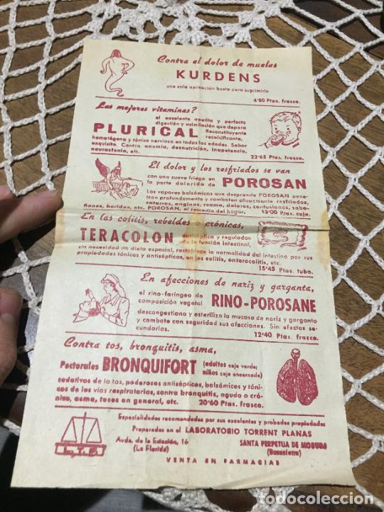 Collectionnisme Papier divers: Antiguo prospecto / folleto de farmacia contra el dolor de muelas Kurdens a&ntilde;os 30-40