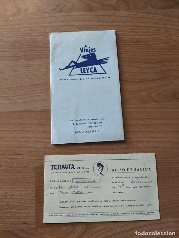 Paper Collecting Others: ANTIGUO AVISO DE SALIDA TURAVIA CLUB EN CARPETA VIAJES LEYCA