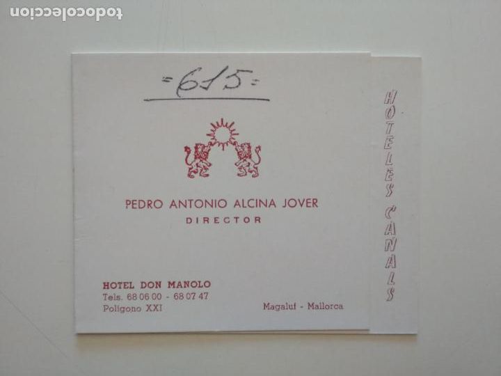 Otros art&iacute;culos de coleccionismo en papel: TARJETAS HOTEL DON MANOLO MAGALUF MALLORCA A&Ntilde;OS 70