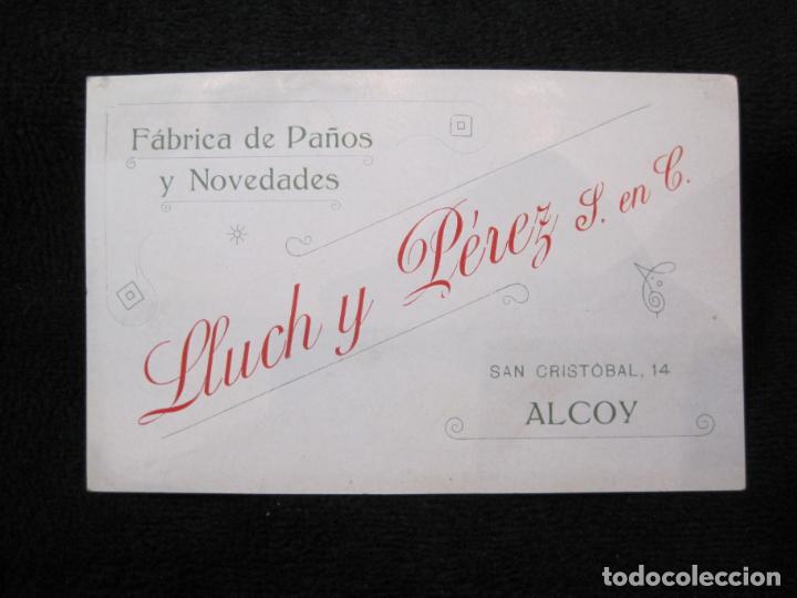 Outros artigos de papel: ALCOY-FABRICA DE PA&Ntilde;OS Y NOVEDADES-LLUCH Y PEREZ-TARJETA PUBLICIDAD ANTIGUA-VER FOTOS-(76.853)