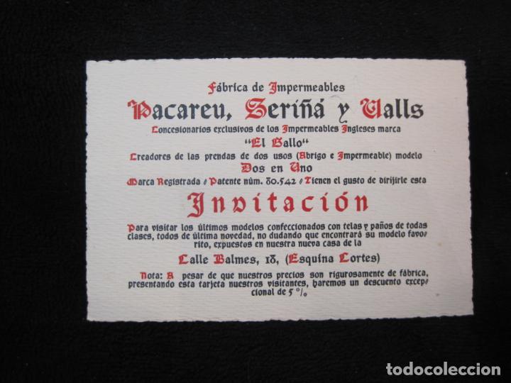 Outros artigos de papel: FABRICA DE IMPERMEABLES PACAREU, SERI&Ntilde;A Y VALLS-INVITACION ANTIGUA-TARJETA-VER FOTOS-(74.987)