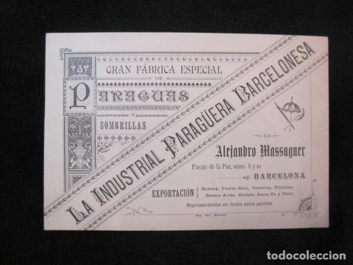 Outros artigos de papel: BARCELONA-LA INDUSTRIAL PARAGUERA BARCELONESA-PARAGUAS-TARJETA PUBLICIDAD ANTIGUA-VER FOTOS-(K-1855)