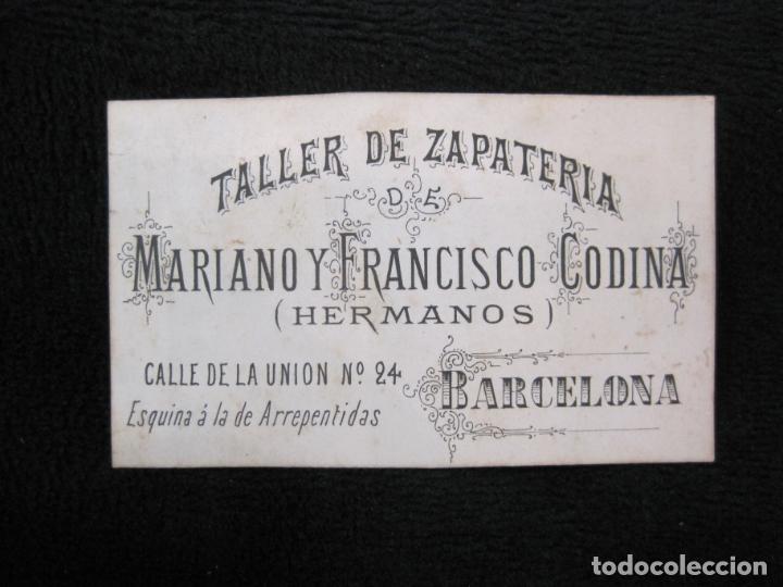 Outros artigos de papel: BARCELONA-ZAPATERIA DE MARIANO FRANCISCO CODINA HNOS-TARJETA PUBLICIDAD ANTIGUA-VER FOTOS-(74.993)