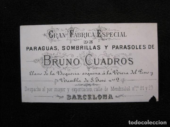 Outros artigos de papel: BARCELONA-FABRICA PARAGUAS SOMBRILLAS BRUNO CUADROS-TARJETA PUBLICIDAD ANTIGUA-VER FOTOS-(75.010)