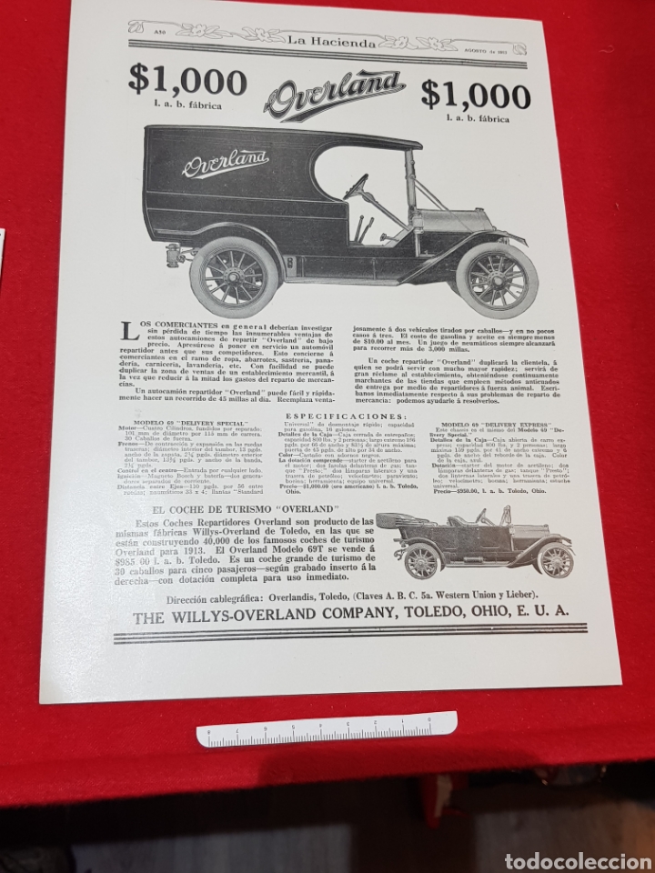 Otros Art&iacute;culos de Coleccionismo en Papel: Fant&aacute;stica publicidad original 1913 camiones y coches, polic&iacute;a bomberos etc&eacute;tera white company
