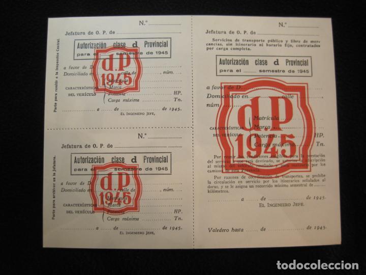 Outros artigos de papel: CENTRAL CIRCULACION Y TRANSPORTES CARRETERA-AUTORIZACION CLASE D-A&Ntilde;O 1945-VER FOTOS-(K-1902)