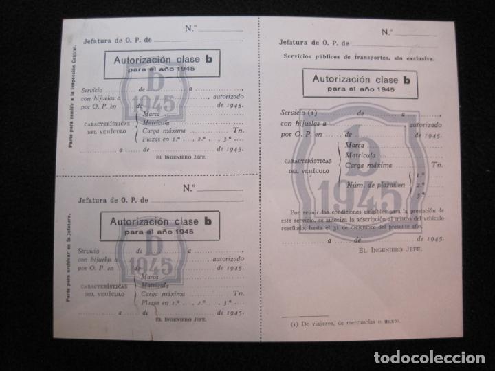 Outros artigos de papel: CENTRAL CIRCULACION Y TRANSPORTES CARRETERA-AUTORIZACION CLASE B-A&Ntilde;O 1945-VER FOTOS-(K-1903)