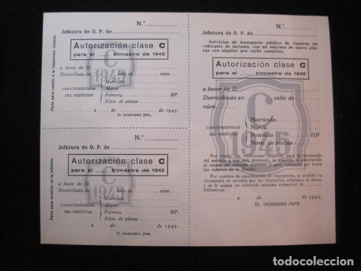 Outros artigos de papel: CENTRAL CIRCULACION Y TRANSPORTES CARRETERA-AUTORIZACION CLASE C-A&Ntilde;O 1945-VER FOTOS-(K-1904)