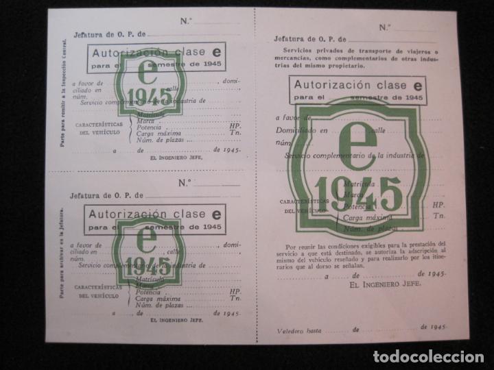 Outros artigos de papel: CENTRAL CIRCULACION Y TRANSPORTES CARRETERA-AUTORIZACION CLASE E-A&Ntilde;O 1945-VER FOTOS-(K-1905)