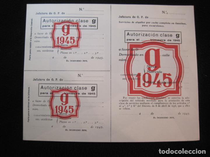 Outros artigos de papel: CENTRAL CIRCULACION Y TRANSPORTES CARRETERA-AUTORIZACION CLASE G-A&Ntilde;O 1945-VER FOTOS-(K-1906)