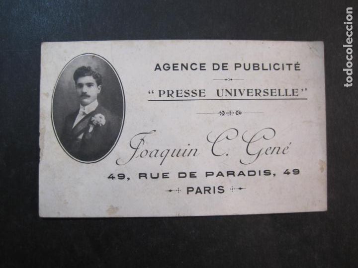 Outros artigos de papel: PARIS-AGENCE DE PUBLICITE JOAQUIN C.GENE-TARJETA PUBLICIDAD ANTIGUA-VER FOTOS-(77.667)