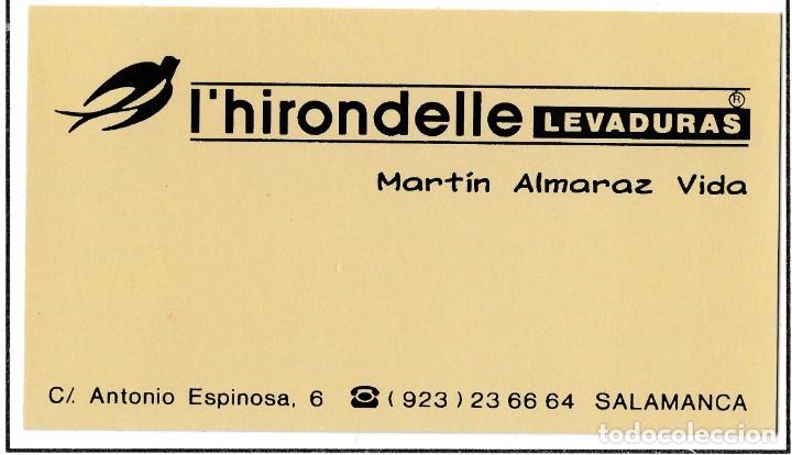 Otros art&iacute;culos de coleccionismo en papel: TARJETA DE VISITA COMERCIAL L'HIRONDELLE LEVADURAS MARTIN ALMARAZ VIDA SALAMANCA