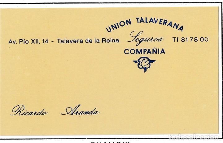 Otros art&iacute;culos de coleccionismo en papel: TARJETA DE VISITA COMERCIAL UNION TALAVERANA COMPA&Ntilde;IA SEGUROS TALAVERA DE LA REINA (TOLEDO)