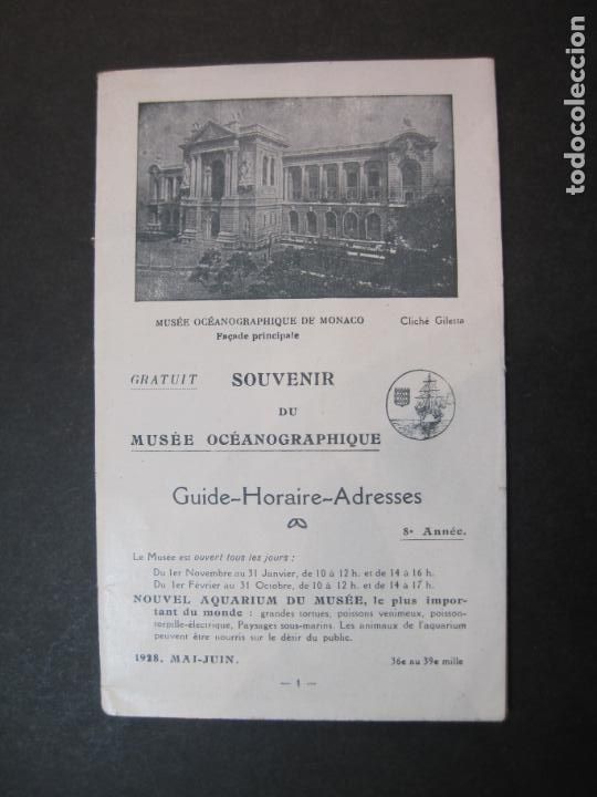 Outros artigos de papel: MUSEE OCEANOGRAPHIQUE DE MONACO-A&Ntilde;O 1928-GUIA PUBLICIDAD ANTIGUA-VER FOTOS-(77.717)