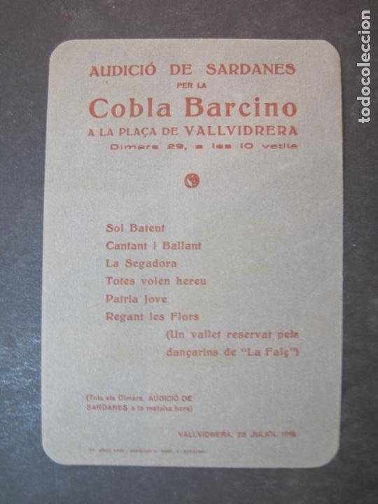 Otros Art&iacute;culos de Coleccionismo en Papel: BARCELONA-VALLVIDRERA-COBLA BARCINO-SARDANES-JULIOL 1919-PROGRAMA ANTIC-VER FOTOS-(77.713)