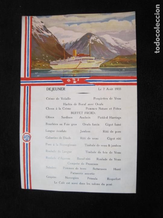 Outros artigos de papel: BARCO-MENU ANTIGUO-CRUCERO A&Ntilde;O 1933-VER FOTOS-(K-1920)