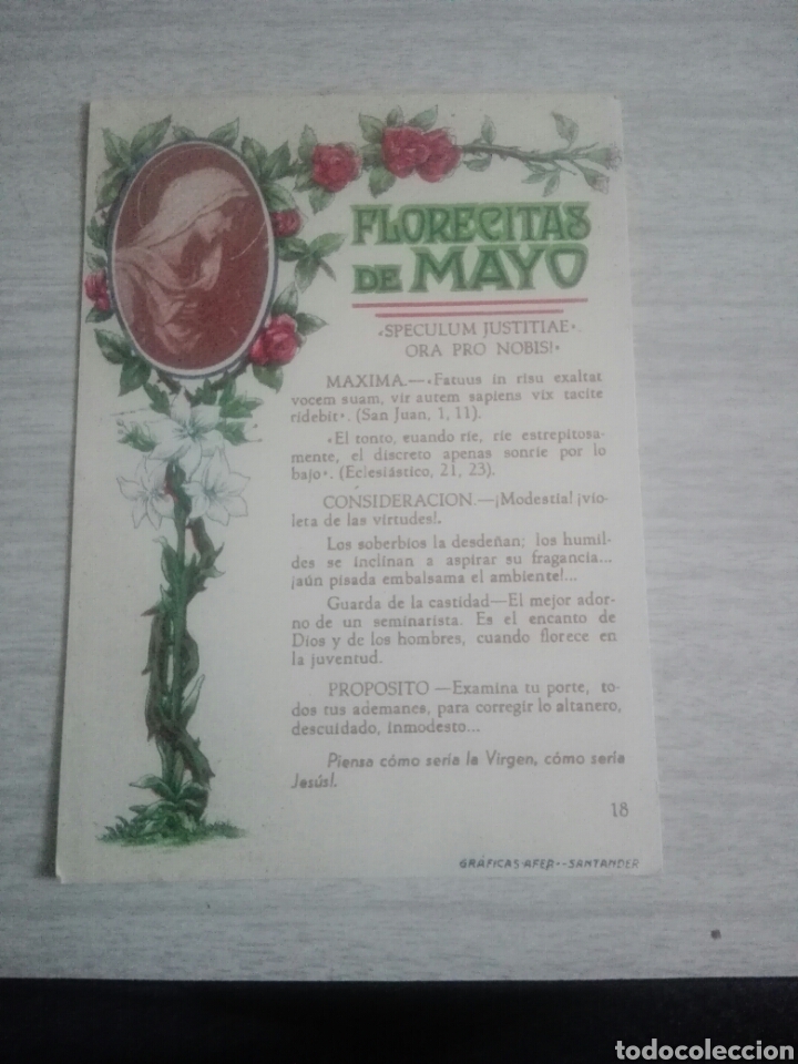 Otros art&iacute;culos de coleccionismo en papel: Estampa de las florecitas de mayo