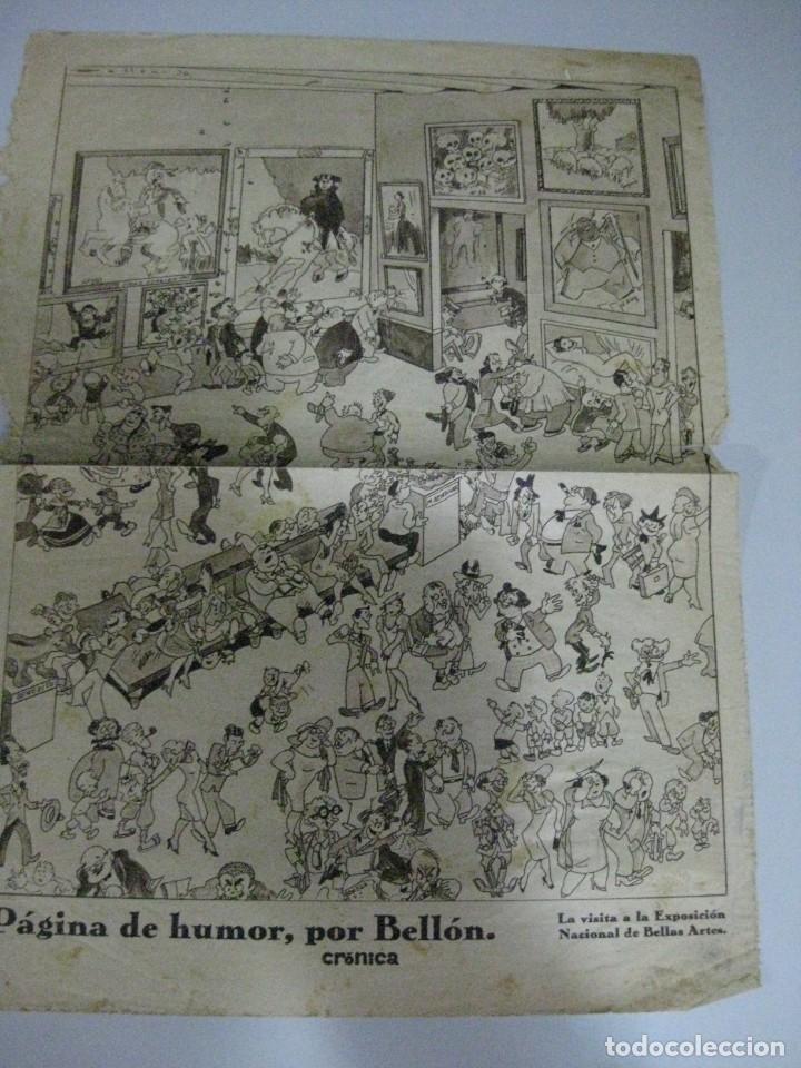 Collectionnisme Papier divers: HOJA DE PERIODICO ** PAGINA DE HUMOR POR BELLON ( VISITA A LA EXPOSICION NACIONAL DE BELLAS ARTES )