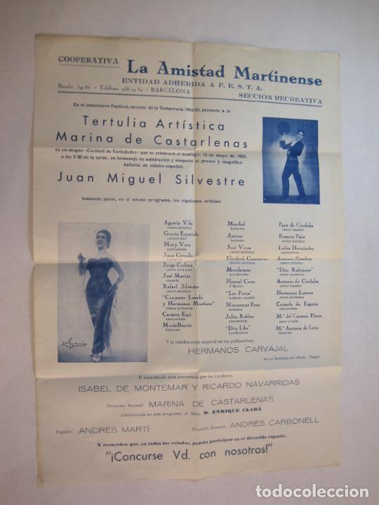 Outros artigos de papel: BARCELONA-COOPERATIVA LA AMISTAD MARTINENSE-CARTEL PROGRAMA TEMPORADA 1962 1963-VER FOTOS-(K-2013)