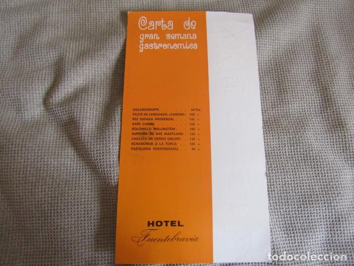 Otros art&iacute;culos de coleccionismo en papel: Men&uacute; Hotel Fuentebravia Carta de Gran Semana Gastronomica