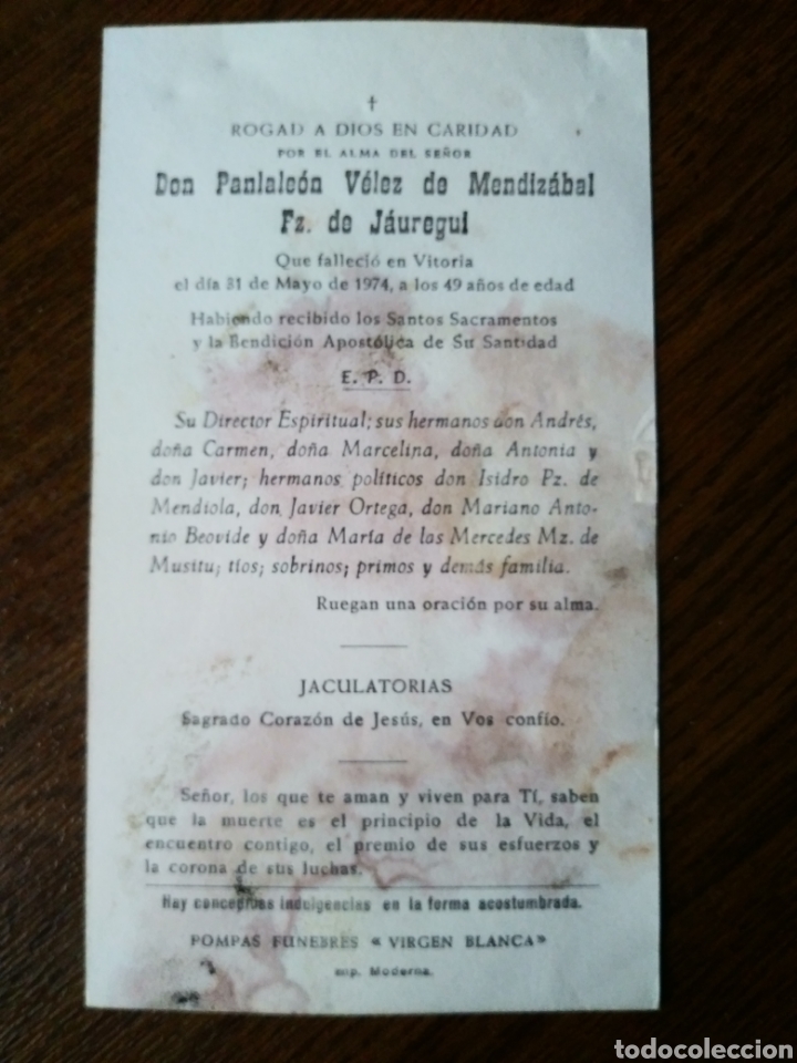 Otros Art&iacute;culos de Coleccionismo en Papel: Esquela obituario de Vitoria