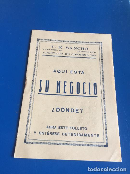 Sammelleidenschaft Andere Papierartikel: Antigua folleto / propaganda aqui est&aacute; su negocio d&oacute;nde? por V.R. Sancho a&ntilde;os 30-40