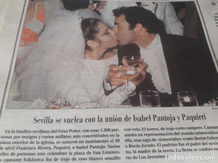 Otros Art&iacute;culos de Coleccionismo en Papel: BODA DE ISABEL PANTOJA Y PAQUIRRI. RECORTE &acute;DIARIO DEL SIGLO XX&acute;,1983