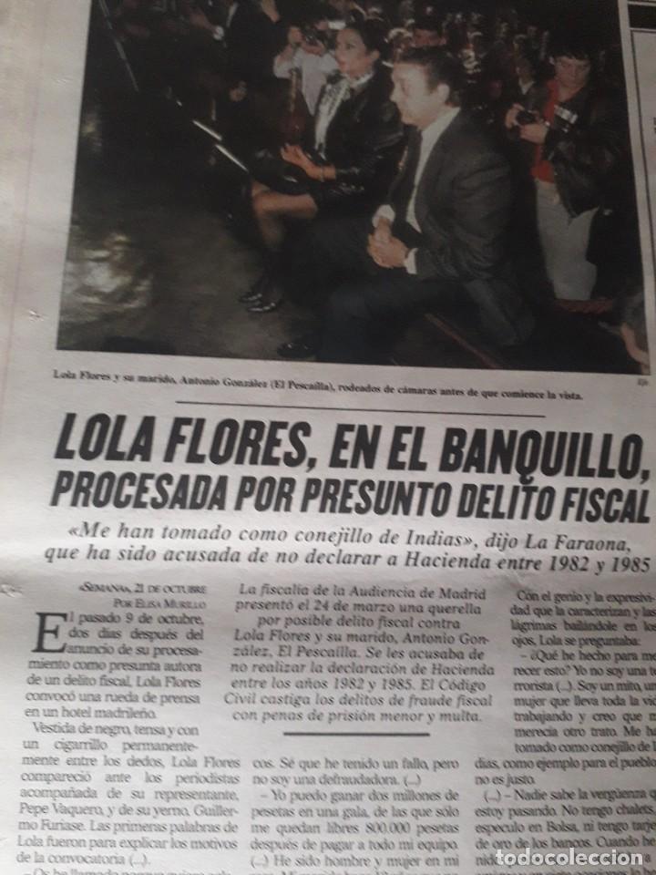 Otros art&iacute;culos de coleccionismo en papel: LOLA FLORES JUZGADA POR DELITO FISCAL. RECORTE &acute;DIARIO DEL SIGLO XX&acute;,1987