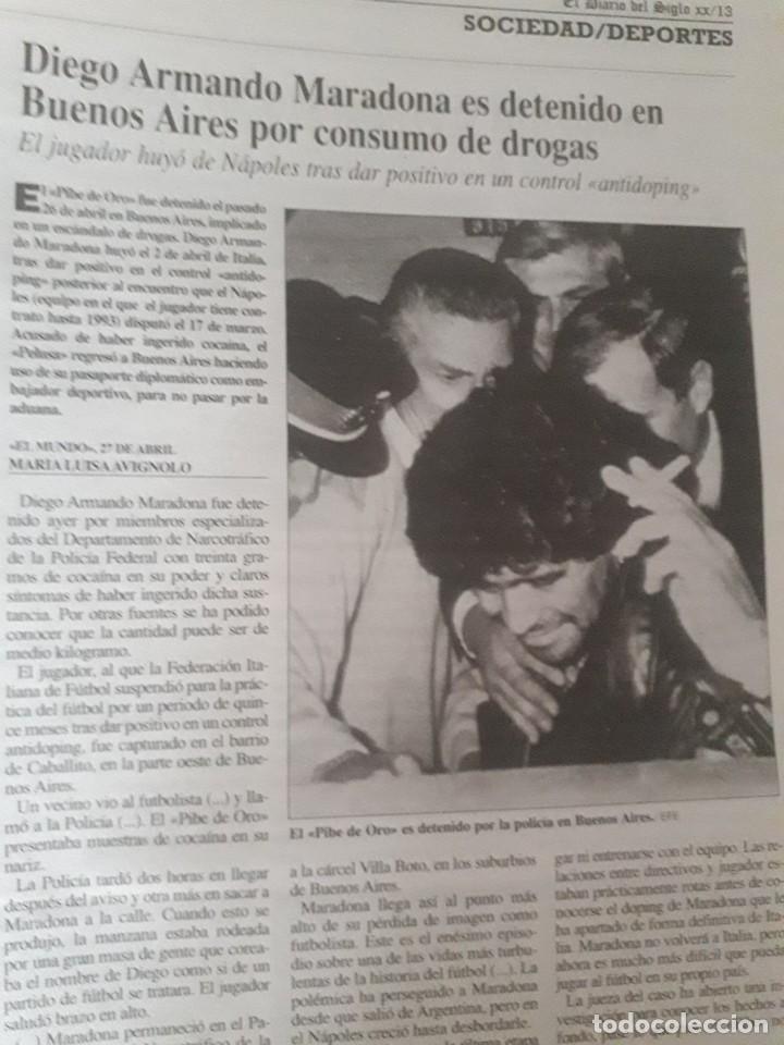 Otros Art&iacute;culos de Coleccionismo en Papel: MARADONA DETENIDO POR CONSUMO DE DROGAS. RECORTE &acute;DIARIO DEL SIGLO XX&acute;,1991