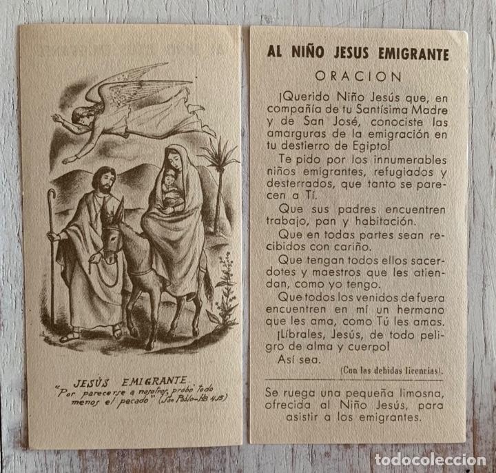 Otros art&iacute;culos de coleccionismo en papel: Estampa con oraci&oacute;n al NI&Ntilde;O JES&Uacute;S EMIGRANTE.