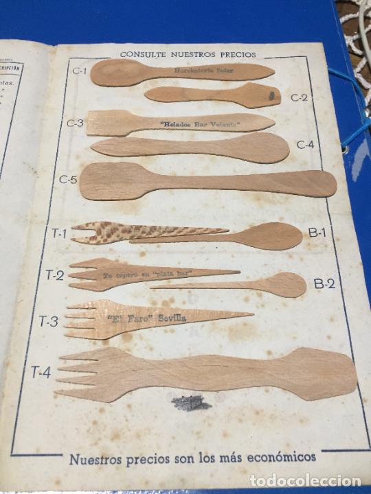 Outros artigos de papel: Antiguo folleto propaganda serrer&iacute;a mec&aacute;nica maderas Solaz muestrario de cucharillas madera a&ntilde;os 40