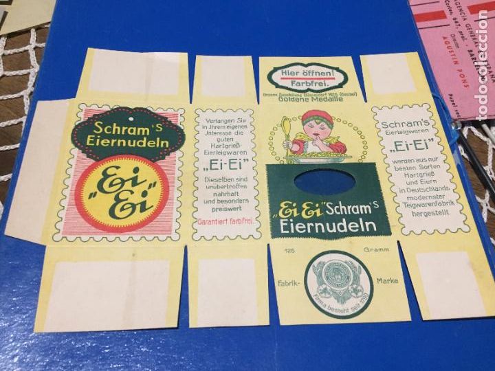 Collectionnisme Papier divers: Antigua caja de dulces Schram's EI-EI Eierteigweren Farbfrei a&ntilde;os 40-50