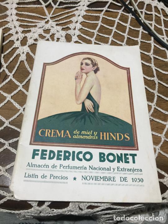 Collectionnisme Papier divers: Antiguo folleto / propaganda Crema de Miel Federico Bonet almac&eacute;n de perfumer&iacute;a nacional a&ntilde;o 1930